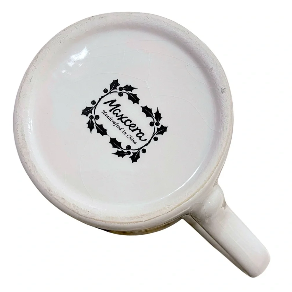 Vintage Extra-large 20 fl. oz. Maxcera Snowmen at Snowy Village Cabin Scene Mug - Picture 12 of 13